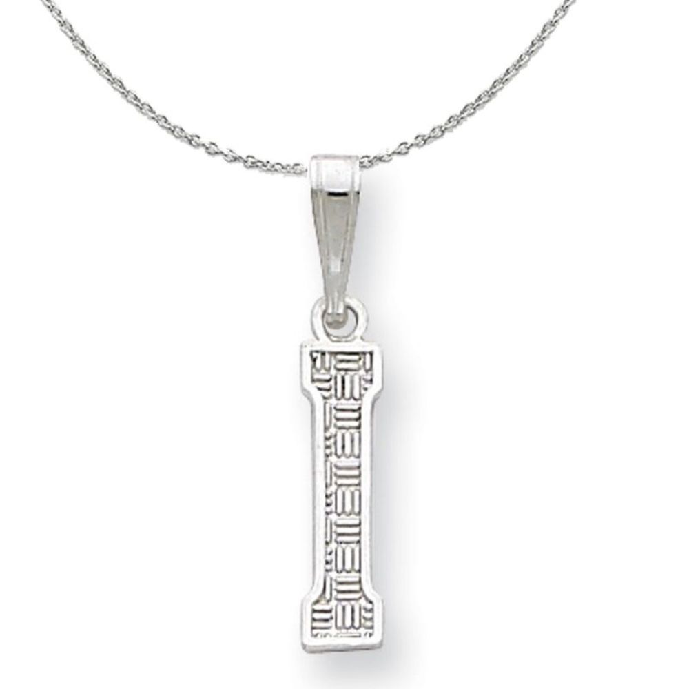 Silver, Sami Collection, Textured Block Initial I Necklace - 16 In